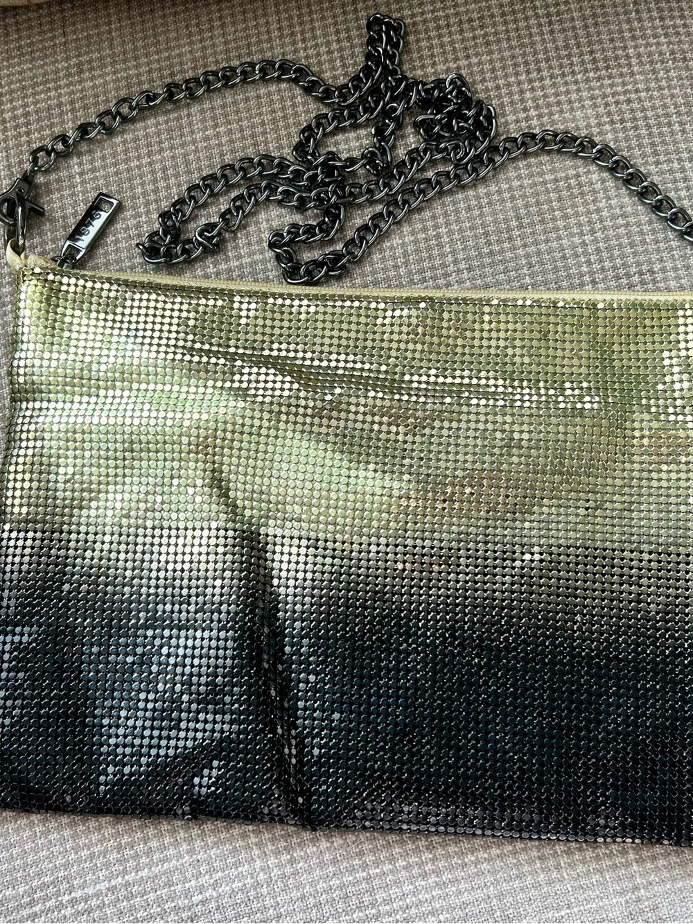 Vintage Whiting & Davis Gold to Black Ombré Metal Mesh Chain Shoulder Bag